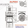 Franke Alpina Kitchen Tap Ceramic Tap Insert Cartridge - 133.0069.408 / 133.0440.319 Hot Compatible 