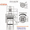 Franke Athena 1212R-H Tap Valve Cartridge (133.0069.960) - 52mm Height, 20 Teeth Spline - Hot Side -