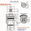 Franke DVG Divida Kitchen Tap Valve Cartridge - 52mm Height, 20 Teeth Spline - Cold Side Compatible 