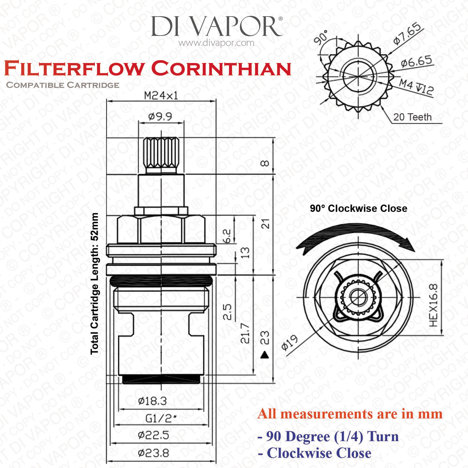 133.0358.192 Franke Filterflow Corinthian SP3984-C Kitchen Tap Valve Cartridge 