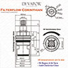Franke Filterflow Corinthian SP3984-H Kitchen Tap Valve Cartridge (133.0358.191) - 52mm Height, 20 T