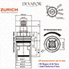 Franke Zurich SP3819-H / 1212R-H / 3819R-H Cold Kitchen Tap Valve - 20 Teeth Spline - 133.0440.352, 