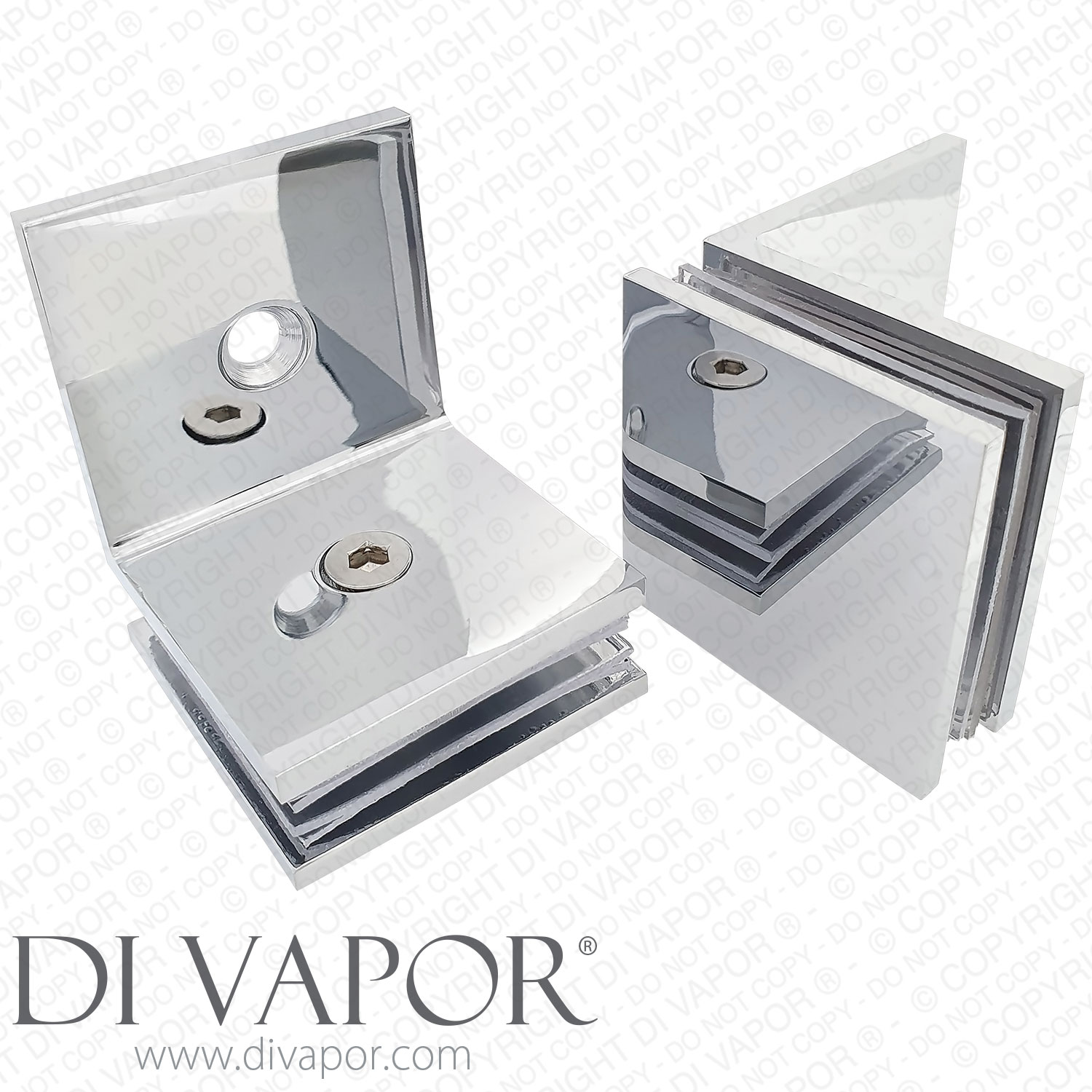 GCB105 Two 90 Degree Stainless Steel Wall Glass Bracket Clamp for Shower or Balustrade Glass