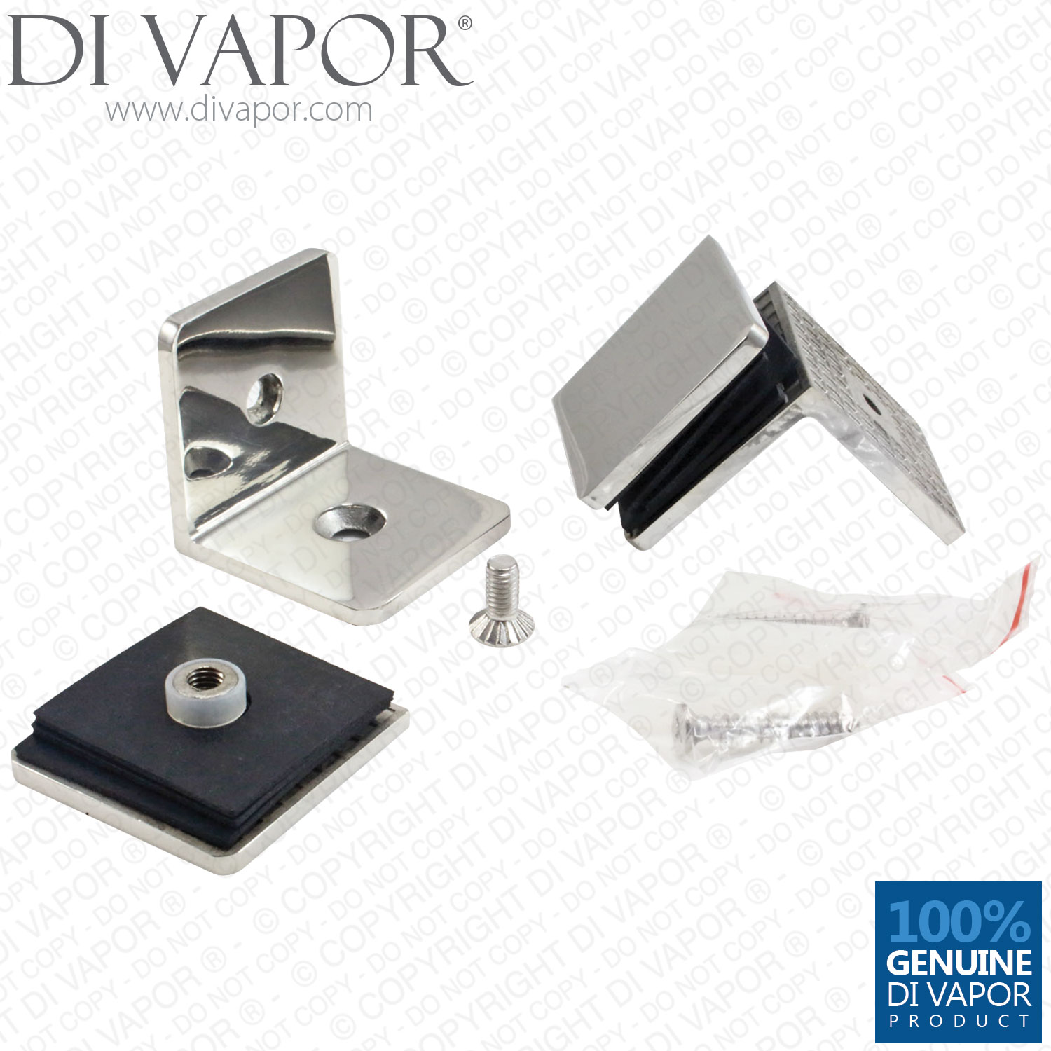 Two 90 Degree Stainless Steel Wall to Glass Bracket Clamp for Shower or