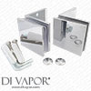 Two 90 Degree Stainless Steel GCB105 Wall Glass Bracket Clamp for Shower or Balustrade Glass