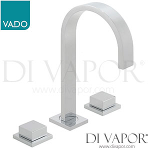 VADO GEO-201-C/P GEO Square Handle 3 Hole Deck Mounted Basin Mixer without Waste Spare Parts