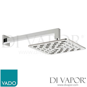 VADO GEOM-250SQ-SA-SS GEOmetry 250mm Round Shower Head inc 9lpm FR with Arm Spare Parts