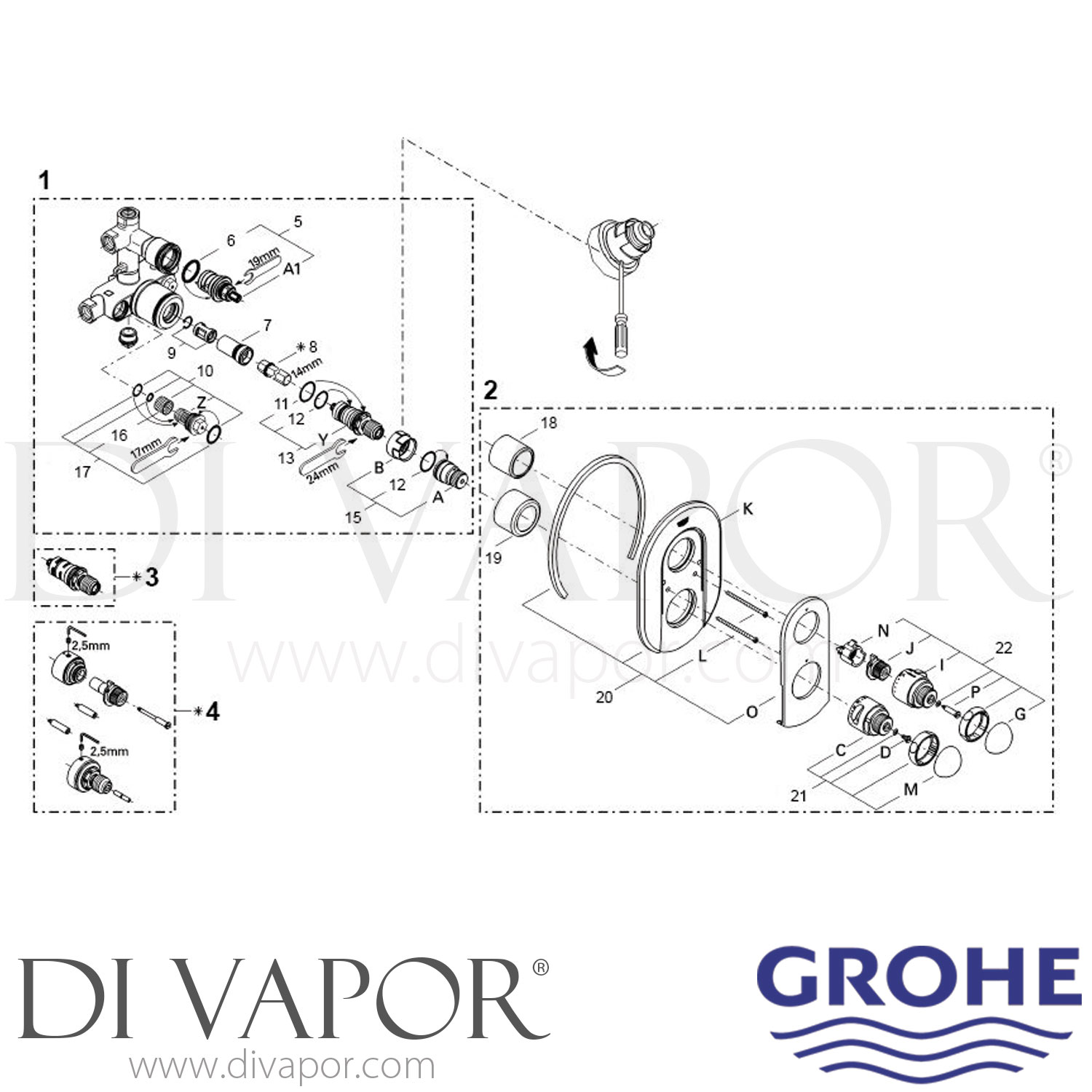 Grohe Sentosa Mixing Valve Spare Parts GR DV 107