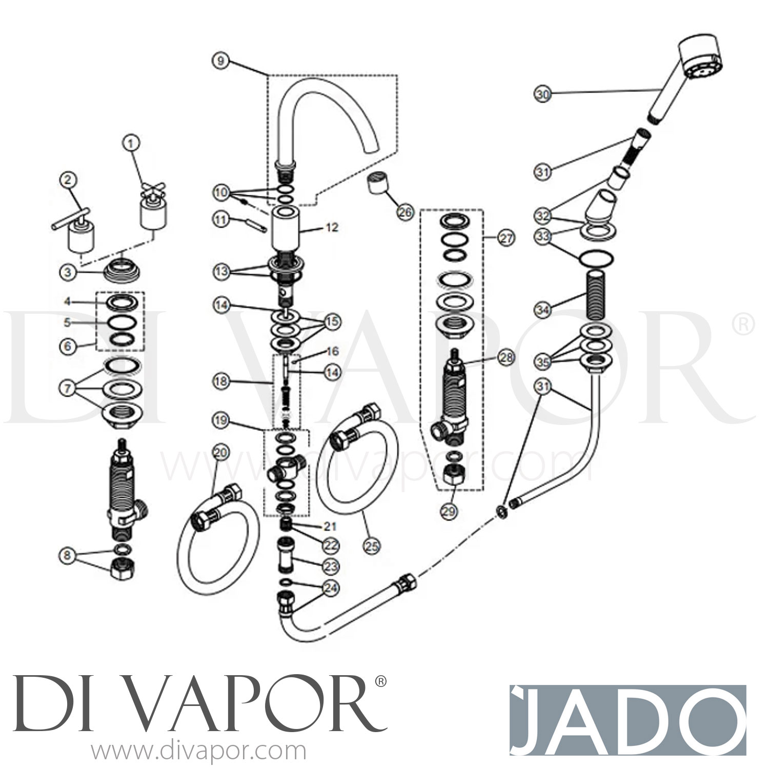 Jado H2453AA New Haven Bath Shower Tap Spare Parts