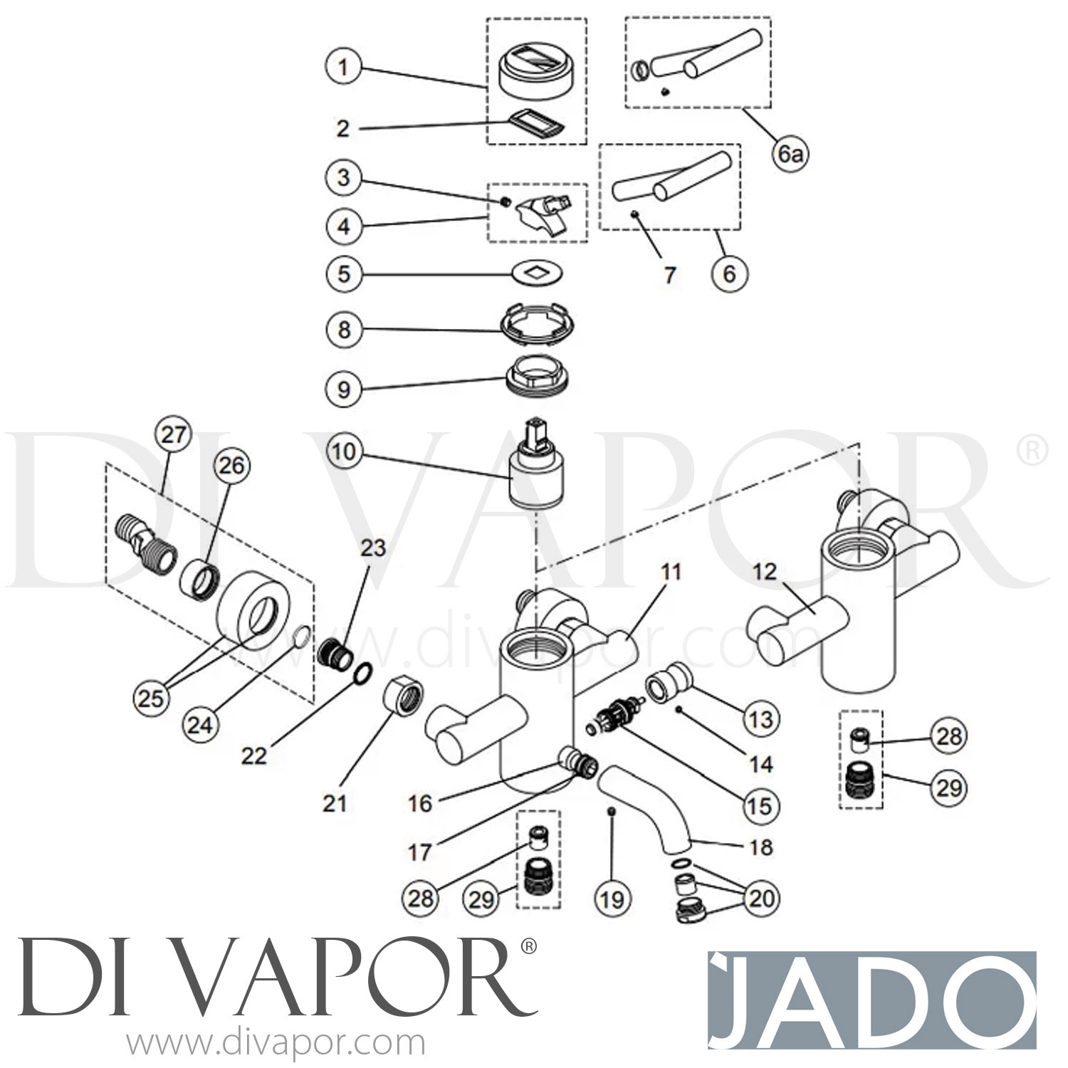Jado H2516AA New Haven Bath Mixer Spare Parts