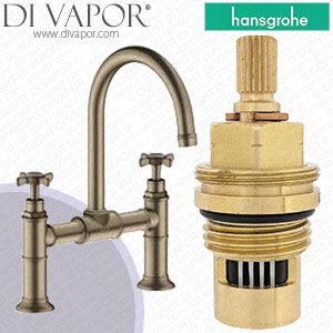 Hansgrohe Axor Montreux 2-Handle Brushed Nickel Basin Mixer 16510820 Anti-Clockwise Turn to Open Compatible Kitchen Tap Cartridge - HG-1151