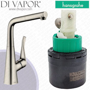 Hansgrohe Metris Stainless Steel Kitchen Mixer 320 with Pull-Out Spout 14821800 Cartridge - HG-1580