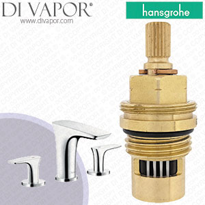 Hansgrohe PuraVida 3-Hole Basin Mixer 100 with Push-Open Waste Set 15073000 Anti-Clockwise Turn to Open 1/4 Turn Compatible Cartridge - HG-3072