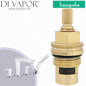 Hansgrohe PuraVida 4-Hole Rim-Mounted Bath Mixer White/Chrome 15446400 Clockwise Turn to Open 1/4 Turn Compatible Cartridge - HG-3081