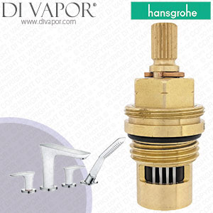 Hansgrohe PuraVida 4-Hole Rim-Mounted Bath Mixer White/Chrome 15446400 Anti-Clockwise Turn to Open 1/4 Turn Compatible Cartridge - HG-3082