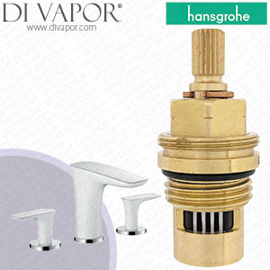 Hansgrohe 15073400 PurvaVida 3-hole Basin Mixer 100 with Push-Open Waste Set Anti-Clockwise Turn to Open 1/4 Turn Compatible Cartridge - HG-3092