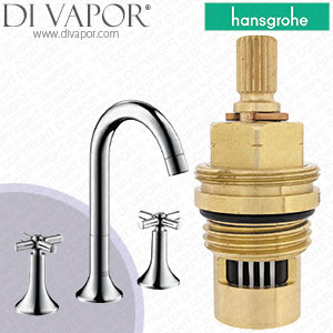 Hansgrohe Axor Terrano 3-Hole Basin Mixer Cross Handles 37134000 Tap Anti-Clockwise Turn to Open 1/4 Turn Compatible Cartridge - HG-3151