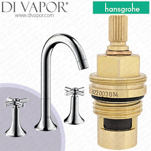 Hansgrohe Axor Terrano 3-Hole Basin Mixer Cross Handles 37134000 Tap Clockwise Turn to Open 1/4 Turn Compatible Cartridge - HG-3152