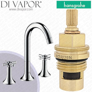Hansgrohe Axor Terrano 3-Hole Basin Mixer with Cross Handles 37134810 Clockwise Turn to Open 1/4 Turn Compatible Cartridge - HG-3241