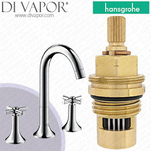 Hansgrohe Axor Terrano 3-Hole Basin Mixer with Cross Handles 37134810 Anti-Clockwise Turn to Open 1/4 Turn Compatible Cartridge - HG-3242