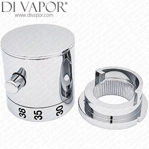 Chrome Thermostatic Temperature Control Knob (Handle) - 40mm Diameter - 24 Splines - HH85346