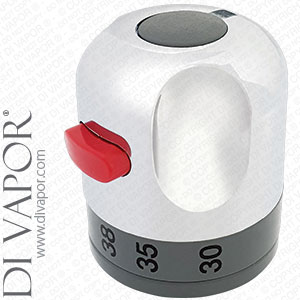 Chrome Thermostatic Temp Control Knob Handle Red Button 40mm Diameter24 Splines HH8696