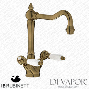 IB Rubinetti HL205BB_2 Hermes + Hermes Elle Monohole Washbasin Mixer with Two Handles Complete with Drain Spare Parts