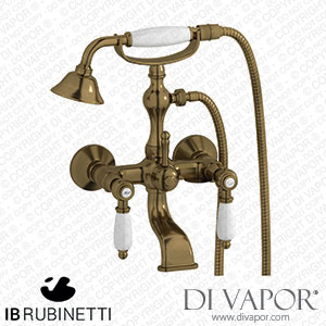 IB Rubinetti HL250BB_2 Hermes + Hermes Elle Wall Mounted Bath Filler Complete with Shower Kit Spare Parts