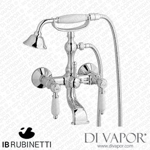 IB Rubinetti HL250CC_2 Hermes + Hermes Elle Wall Mounted Bath Filler Complete with Shower Kit Spare Parts