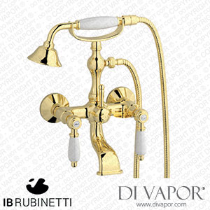 IB Rubinetti HL250II_2 Hermes + Hermes Elle Wall Mounted Bath Filler Complete with Shower Kit Spare Parts