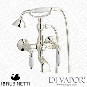 IB Rubinetti HL250PL_2 Hermes + Hermes Elle Wall Mounted Bath Filler Complete with Shower Kit Spare Parts