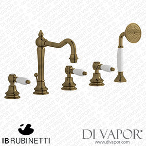 IB Rubinetti HL396BB_2 Hermes + Hermes Elle Five Holes Deck Mounted Bath Filler with Shower Kit Spare Parts