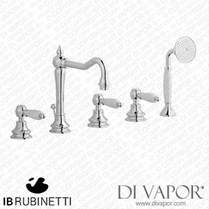IB Rubinetti HL396CC_2 Hermes + Hermes Elle Five Holes Deck Mounted Bath Filler with Shower Kit Spare Parts
