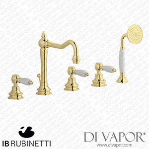 IB Rubinetti HL396II_2 Hermes + Hermes Elle Five Holes Deck Mounted Bath Filler with Shower Kit Spare Parts