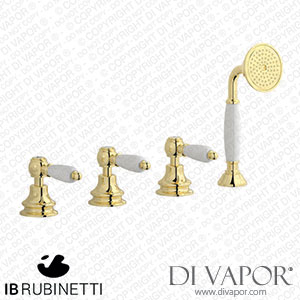 IB Rubinetti HL397II_2 Hermes + Hermes Elle Four Holes Bath Filler with Overflow Outlet Connection Diverter and Shower Kit Spare Parts