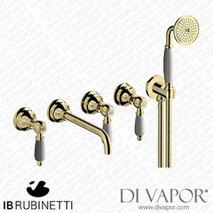 IB Rubinetti HL398II_2 Hermes + Hermes Elle Five Holes Wall Mounted Bath Filler with Shower Kit Spare Parts
