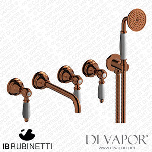 IB Rubinetti HL398RR_2 Hermes + Hermes Elle Five Holes Wall Mounted Bath Filler with Shower Kit Spare Parts