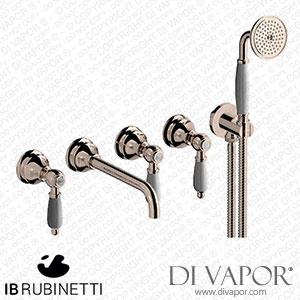 IB Rubinetti HL398RS_2 Hermes + Hermes Elle Five Holes Wall Mounted Bath Filler with Shower Kit Spare Parts