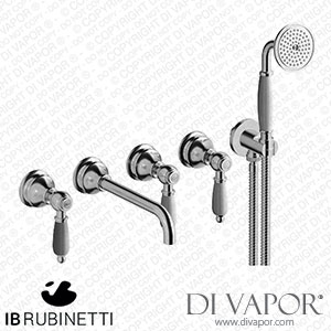 IB Rubinetti HL398SS_2 Hermes + Hermes Elle Five Holes Wall Mounted Bath Filler with Shower Kit Spare Parts