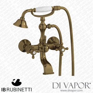 IB Rubinetti HR250BB Hermes + Hermes Elle Wall Mounted Bath Filler Complete with Shower Kit Spare Parts
