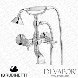 IB Rubinetti HR250CC Hermes + Hermes Elle Wall Mounted Bath Filler Complete with Shower Kit Spare Parts