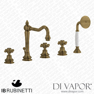 IB Rubinetti HR396BB Hermes + Hermes Elle Five Holes Deck Mounted Bath Filler with Shower Kit Spare Parts