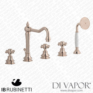 IB Rubinetti HR396RS Hermes + Hermes Elle Five Holes Deck Mounted Bath Filler with Shower Kit Spare Parts
