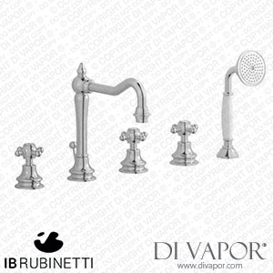 IB Rubinetti HR396SS Hermes + Hermes Elle Five Holes Deck Mounted Bath Filler with Shower Kit Spare Parts