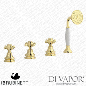 IB Rubinetti HR397II Hermes + Hermes Elle Four Holes Bath Filler with Overflow Outlet Connection Diverter and Shower Kit Spare Parts