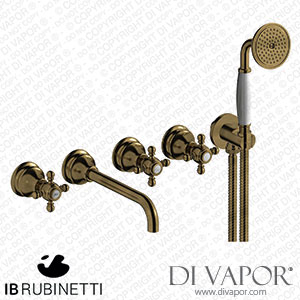 IB Rubinetti HR398BB Hermes + Hermes Elle Five Holes Wall Mounted Bath Filler with Shower Kit Spare Parts