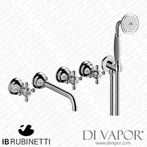 IB Rubinetti HR398CC Hermes + Hermes Elle Five Holes Wall Mounted Bath Filler with Shower Kit Spare Parts