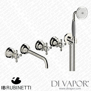 IB Rubinetti HR398PL Hermes + Hermes Elle Five Holes Wall Mounted Bath Filler with Shower Kit Spare Parts
