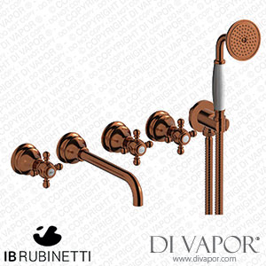 IB Rubinetti HR398RR Hermes + Hermes Elle Five Holes Wall Mounted Bath Filler with Shower Kit Spare Parts