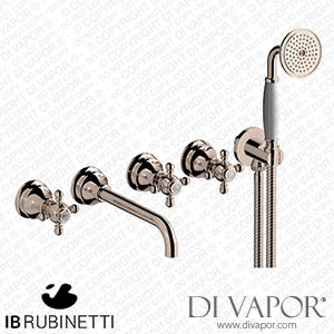 IB Rubinetti HR398RS Hermes + Hermes Elle Five Holes Wall Mounted Bath Filler with Shower Kit Spare Parts